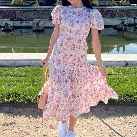 Floral maxi dress Petite 👗 US 0 Collective The Label Petite open back pink - Picture 4 of 11